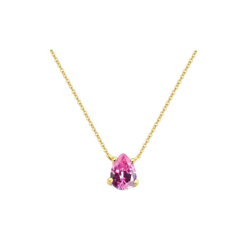Teardrop Pendant Necklace in Pink