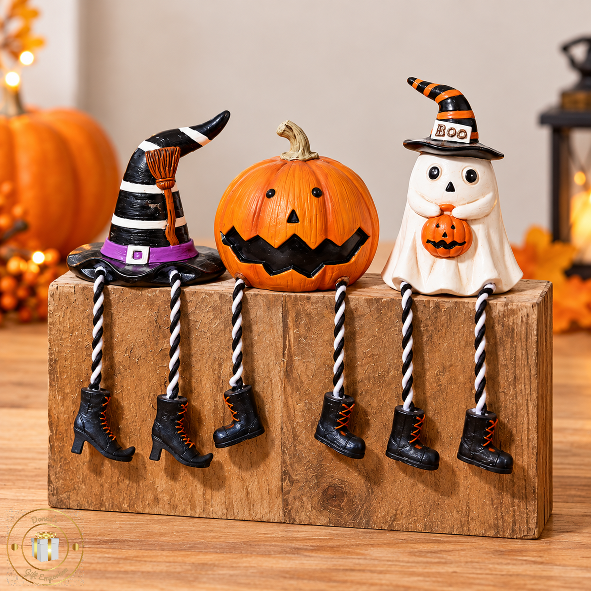 Halloween Shelf Sitters - Witches Hat Pumpkin & Ghost