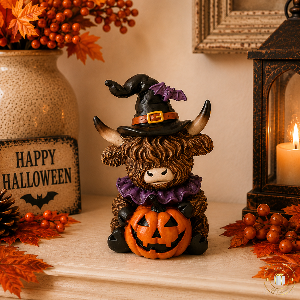 Halloween Highland Cow Duo – Pumpkin or Skull