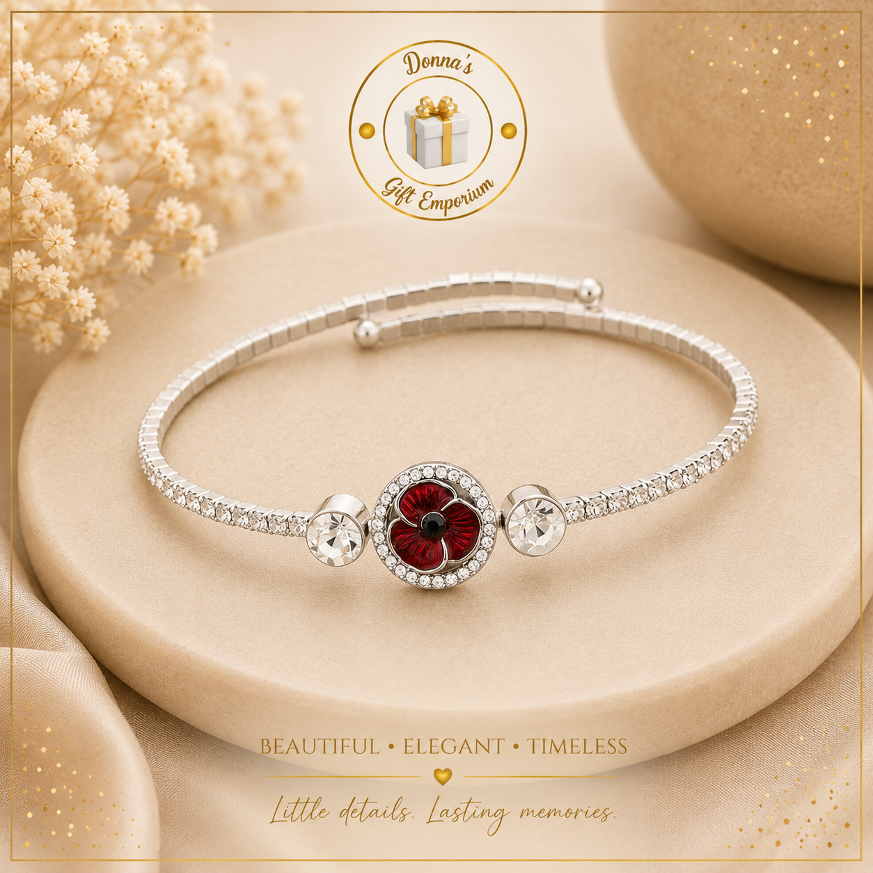 Poppy & Diamante Bangle