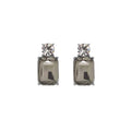 Mini Gem Earring in Silver with Slate & Clear