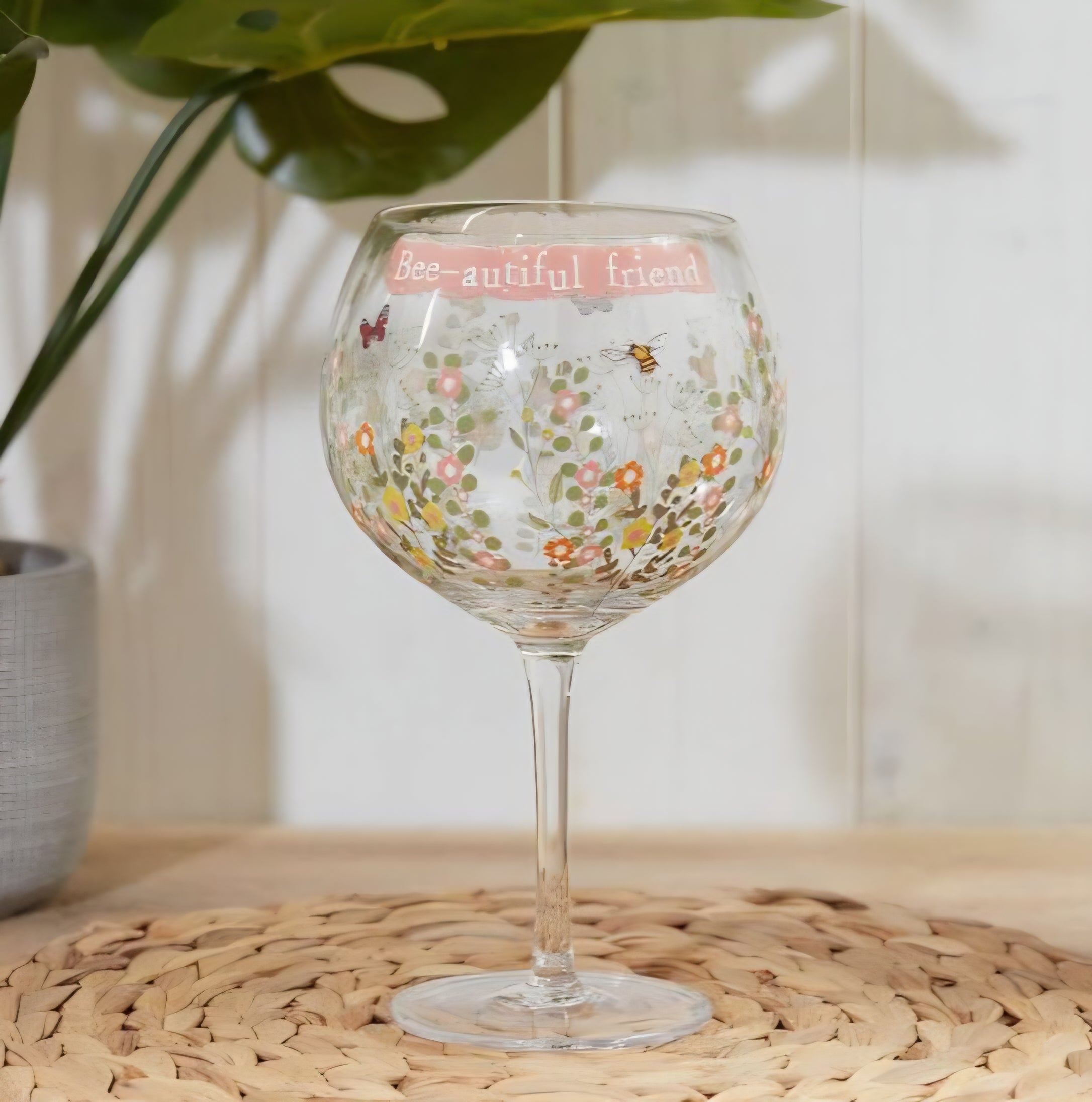 Beautiful Friend Bee & Flowers Gin Glass