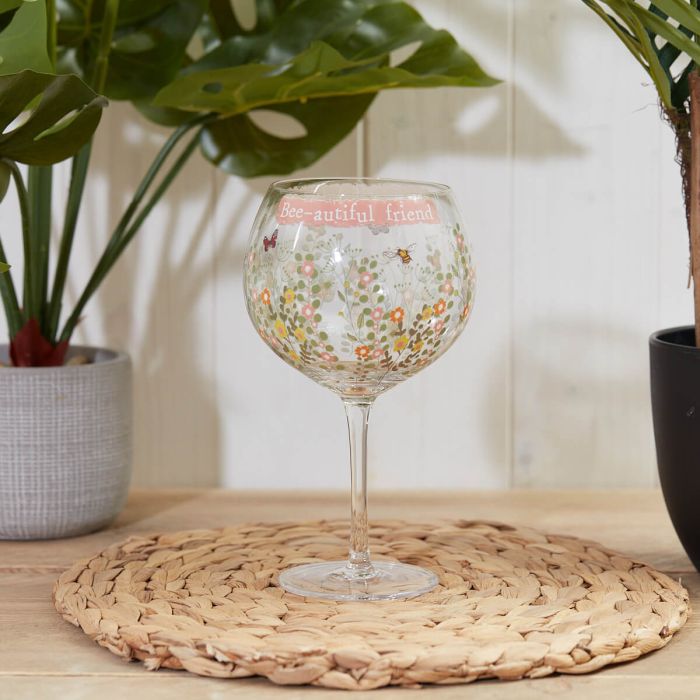 Beautiful Friend Bee & Flowers Gin Glass