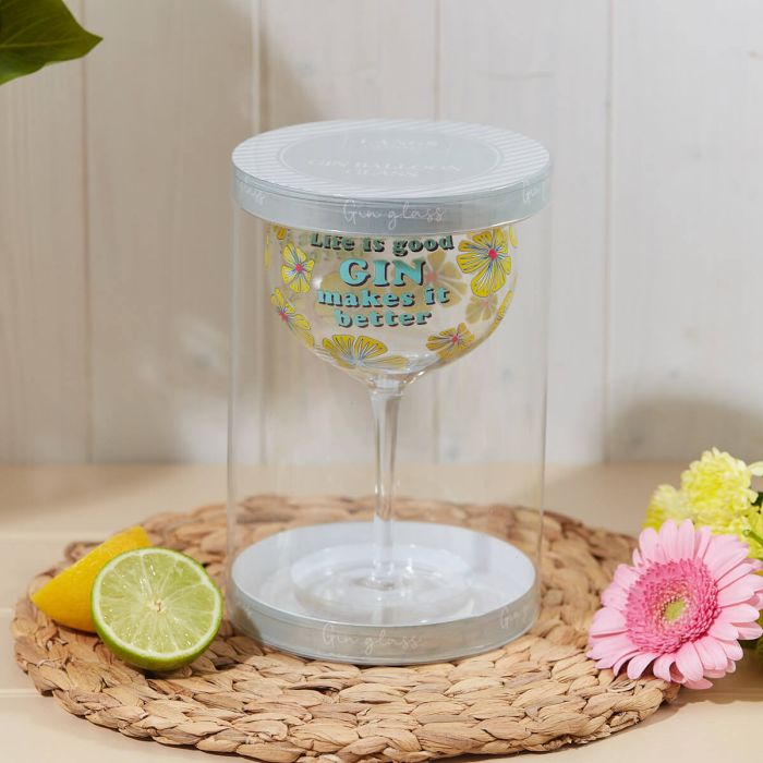 Retro Floral Gin Glass