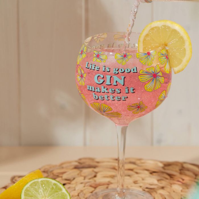 Retro Floral Gin Glass