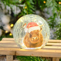 Christmas LED Highland Cow Crackle Glass Ball