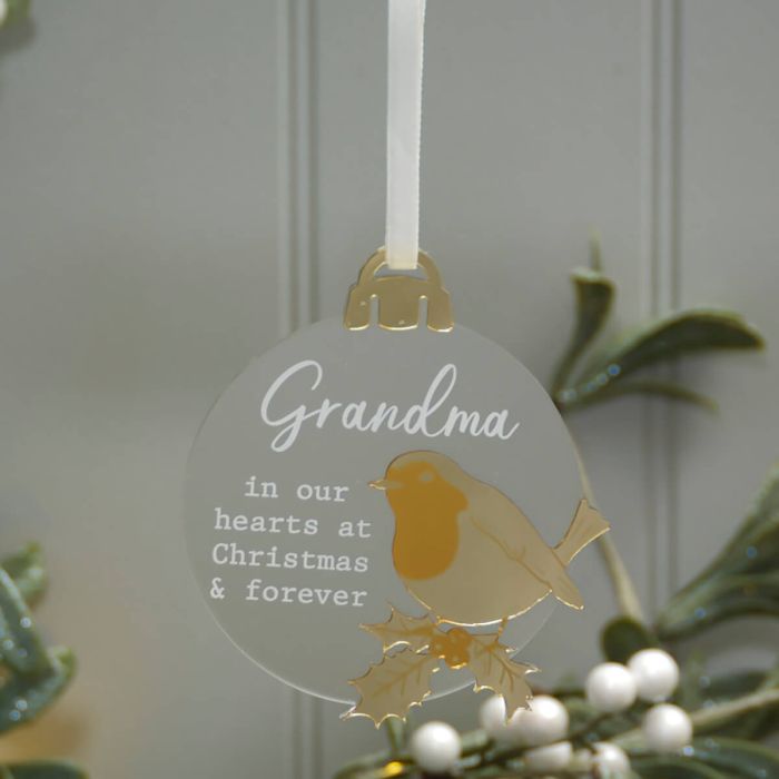 Christmas Angel Rememberance Robin Tree Decoration MUM DAD GRANDMA GRANDAD
