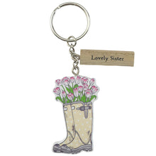 Load image into Gallery viewer, Welly &amp; Flowers Keyring - Mum, Nan, Grandma, Auntie, Sister, Friend
