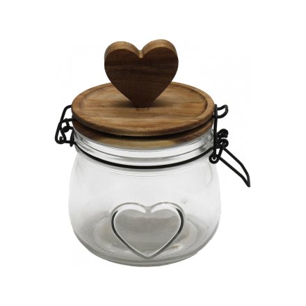 Wooden Heart Storage Jar - Small