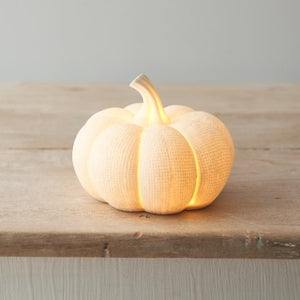 LED White Textured Pumpkins - Pair