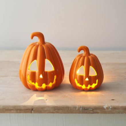 Orange LED Pumpkins - Pair