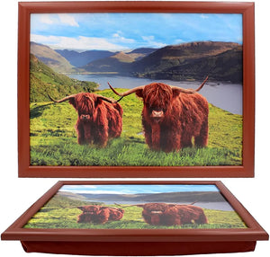 Country Highland Cow & Calf Cushioned Lap Tray