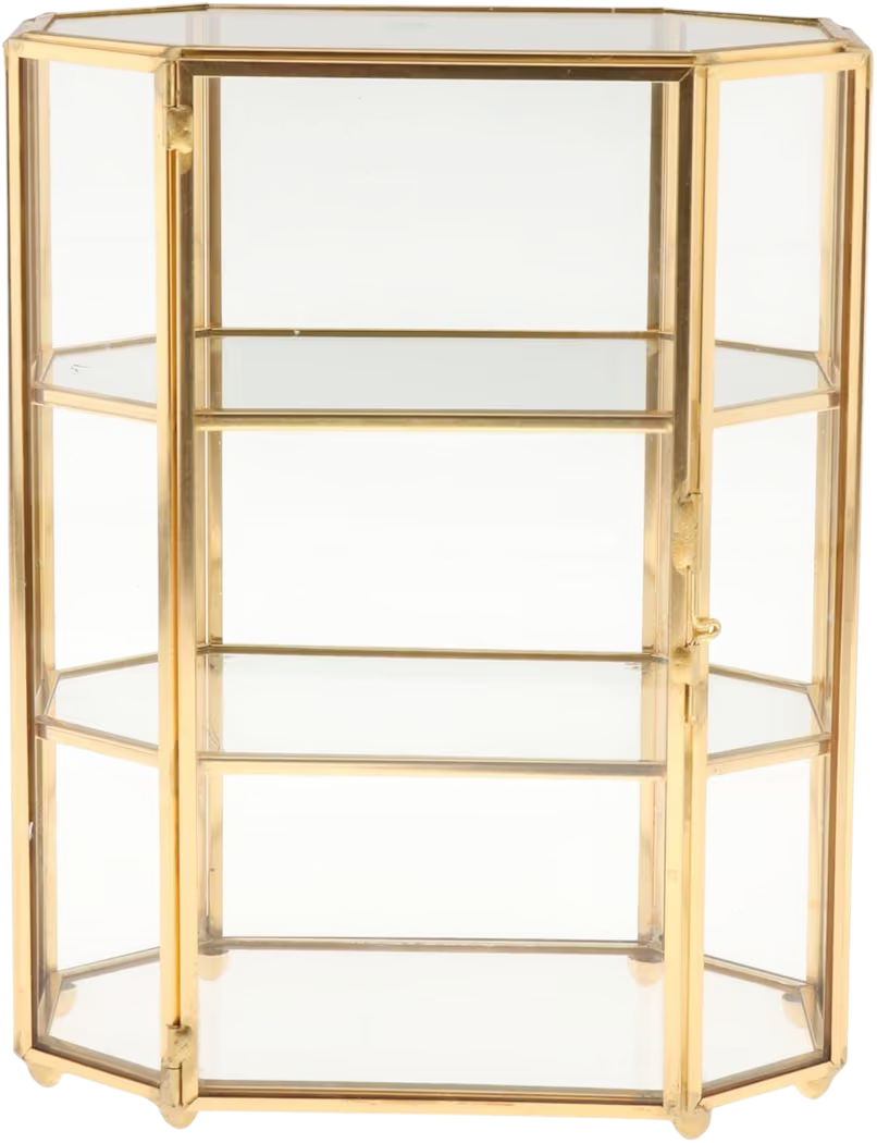 Golden Vintage Glass Jewellery Box Display Case Organizer