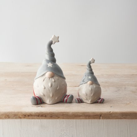 Christmas Grey Ceramic Gonks - Pair