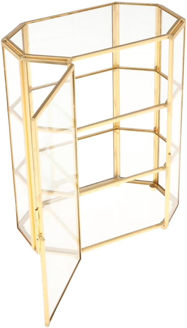 Golden Vintage Glass Jewellery Box Display Case Organizer