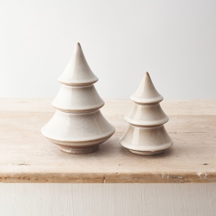 Neutral Contemporary Tree Ornaments - Pair