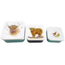 Load image into Gallery viewer, Highland Cow Set Of 3 Snack Boxes - Jan Pashley
