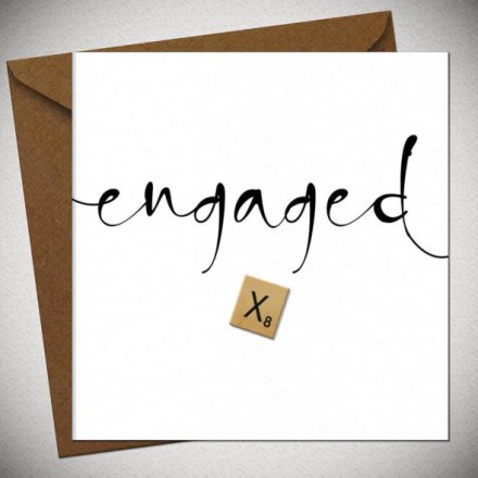 Monochrome Engagement Card - Scrabble Tile