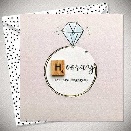 Hooray You Are Engaged - Engagement Card - Scrabble Tile