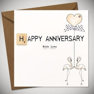 Anniversary With Love Card - Scrabble Tile