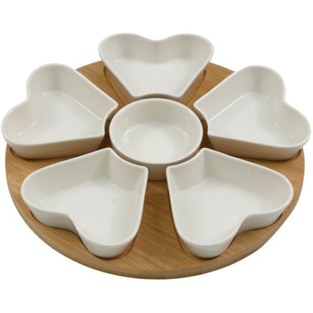 Lazy Susan Style Tapas Set - Heart Dishes - Large