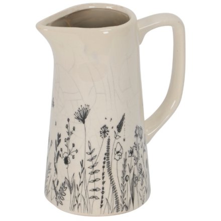 Floral Cracked Glazed Jug