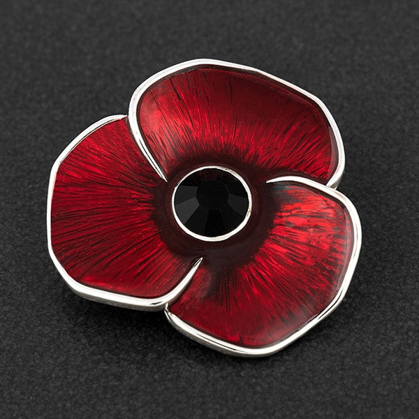 Equilibrium Silver Plated Poppy Brooch - Large