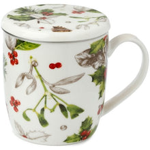 Load image into Gallery viewer, Christmas Winter Botanicals Infuser Mug Set With Lid
