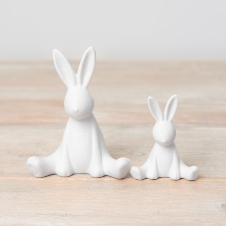 Matt White Textured Sitting Bunny Ornaments