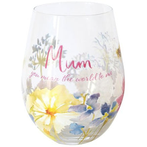 Mum You Mean The World To Me Stemless Glass