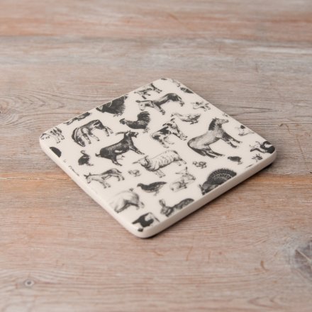 Farming Life Coaster - Cow Horse Sheep Goat Cockeral Duck