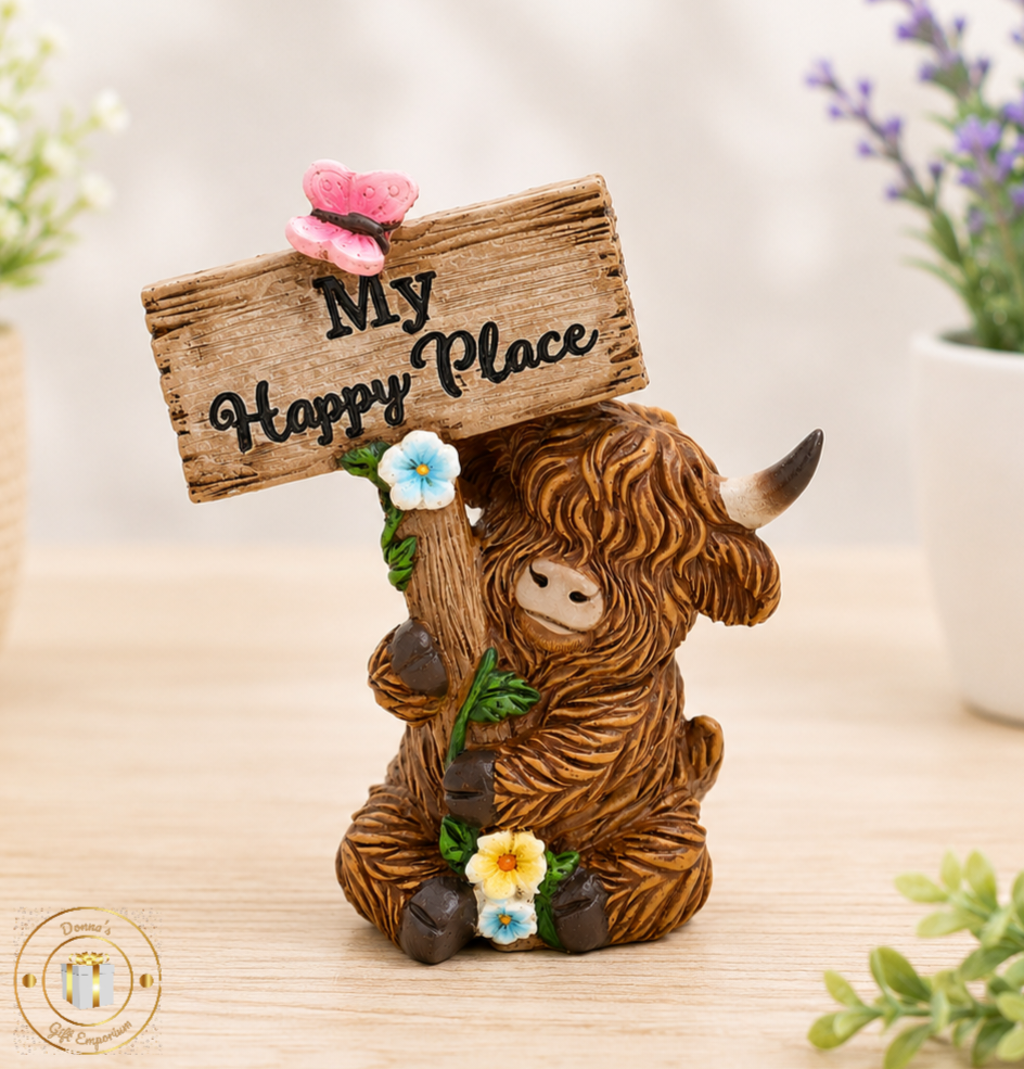 Floral Highland Cow With Sign - Welcome To My Garden