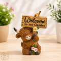 Floral Highland Cow With Sign - Welcome To My Garden