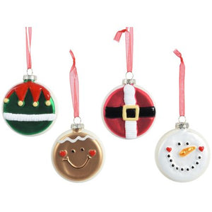 Christmas Baubles - Elf, Gingerbread, Santa & Snowman