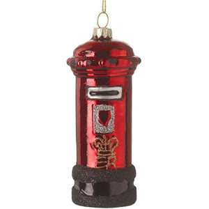 Glass Red Postbox Tree Decoration