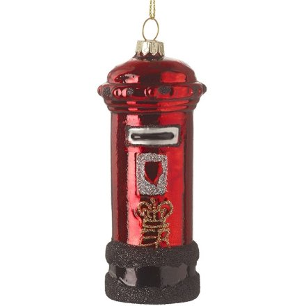 Glass Red Postbox Tree Decoration