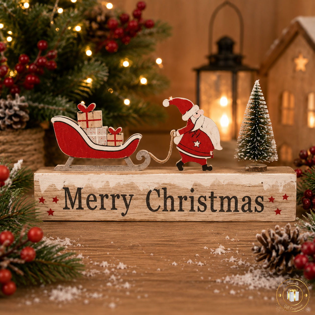 Merry Christmas - Santa Pulling Sleigh