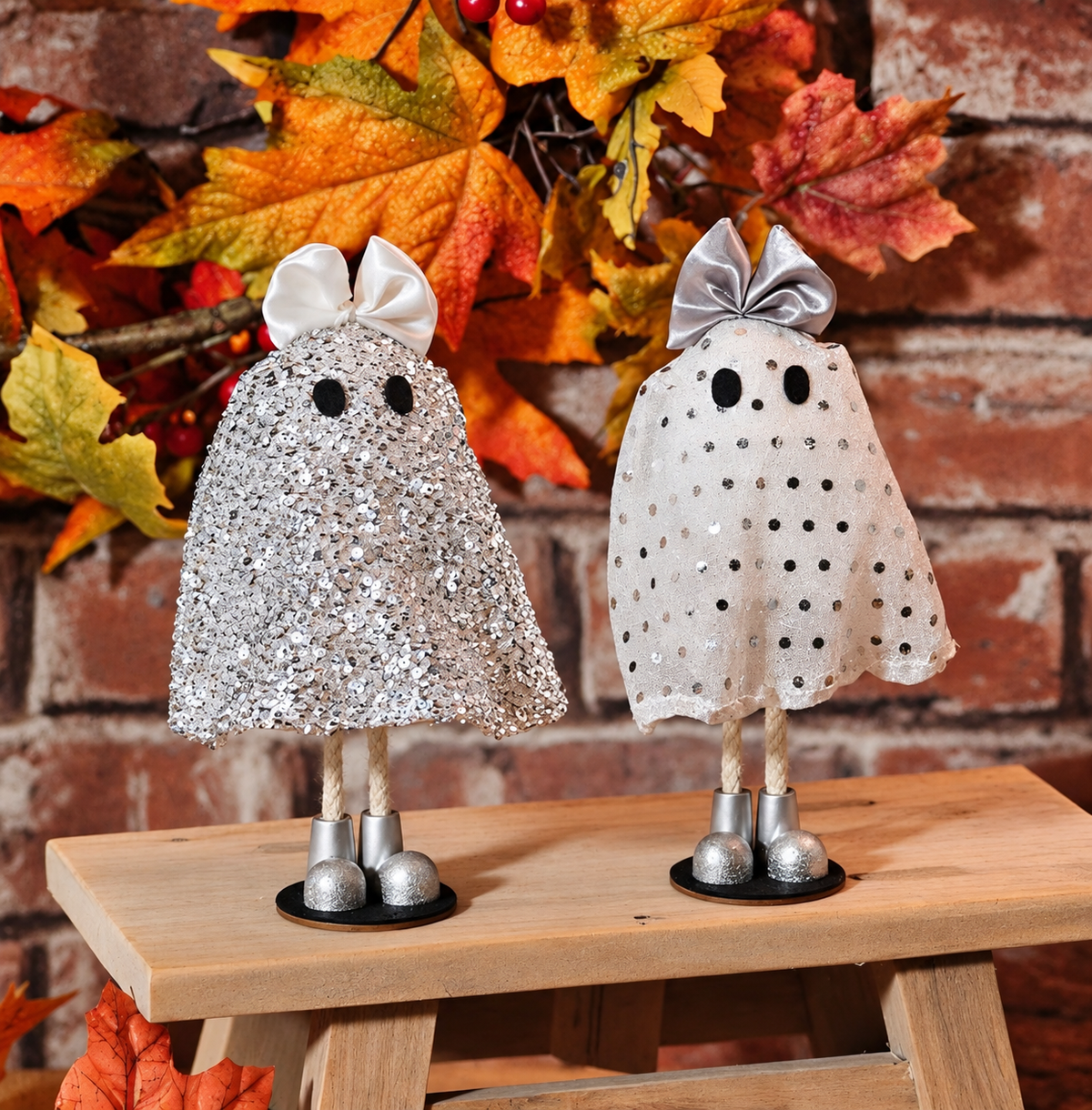 Spooktacular Glitzy Ghost With Bow