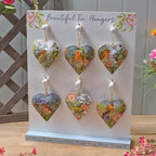Garden Birds Metal Hanging Hearts