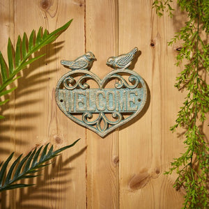 Wrought Iron Welcome Plaque With Birds