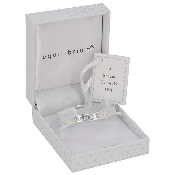 Equilibrium Silver Plated Hearts Christening Bangle