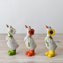 Load image into Gallery viewer, Ducks In Boots With Flower - Daisy - Poppy - Sunflower
