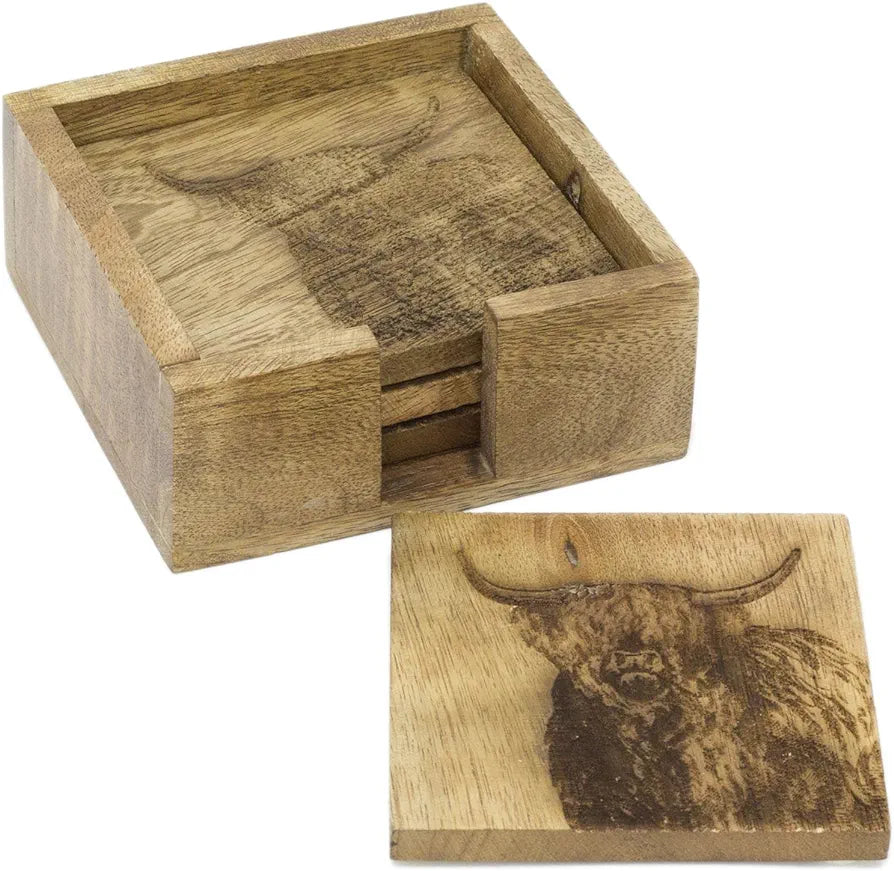Highland Cow Coasters - Set Of 4