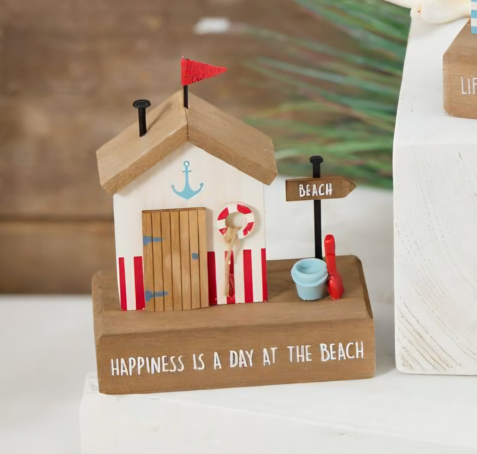 Beach Hut Wooden Decorative Block