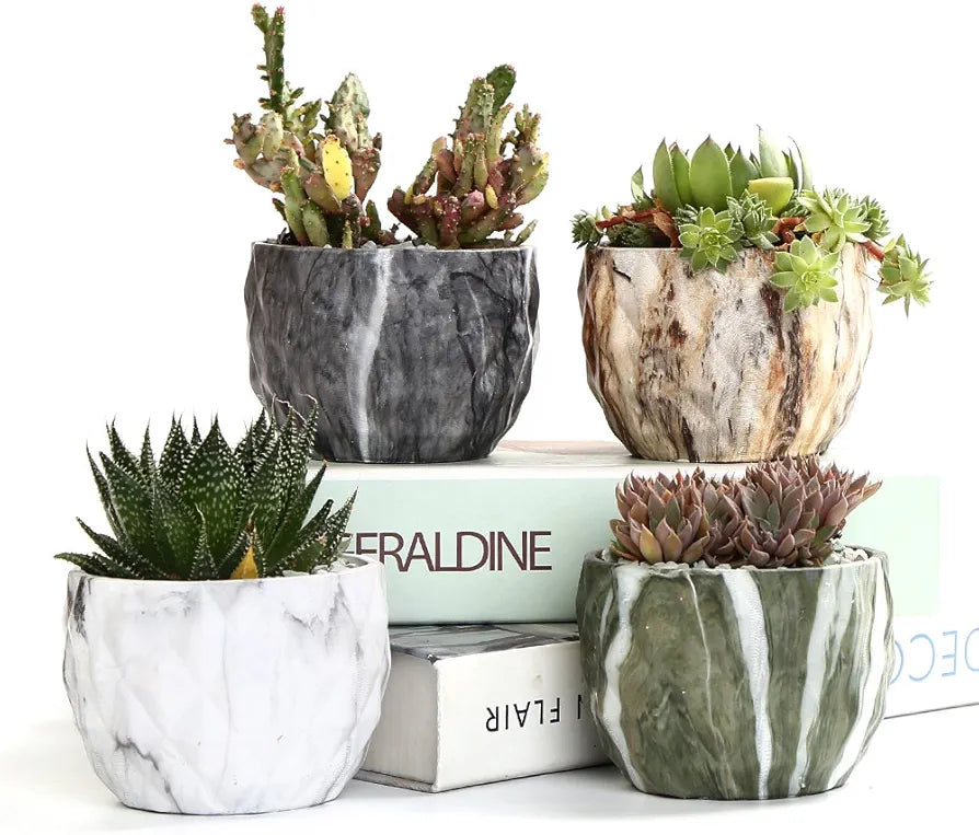 Marbling Ceramic Flower Pot Succulent/Cactus Planter Pots Container Bonsai Planters With Hole 8.5cm