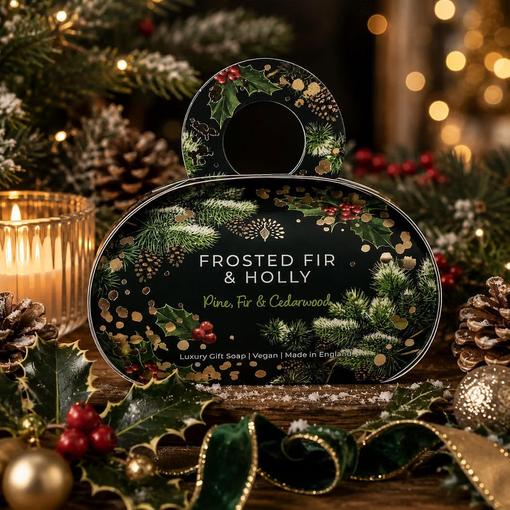 The English Soap Company - Christmas Tidings Frosted Fir and Holly Large Gift Soap
