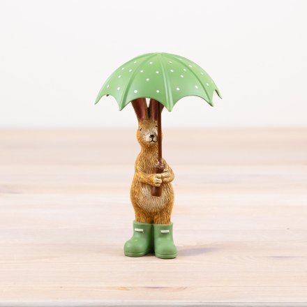 Rabbit in Wellies with Umbrella - Green