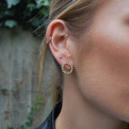 Crystal Cluster Circle Earring in Gold