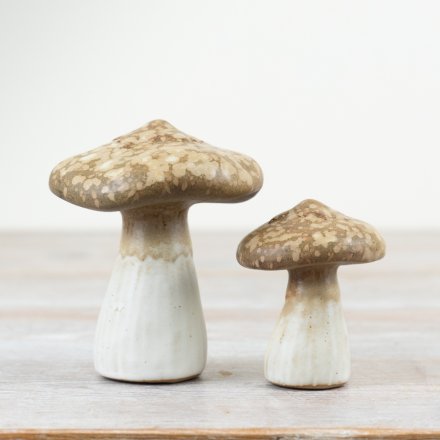 Stoneware Mushrooms - Pair