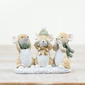 Festive Mice Ornament with "Hear No" Design in Sage Green